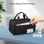 SITHON Pill Bottle Organizer Medicine Storage Bag Medication Travel Carrying Case Manager with Handle, Detachable Pockets Modular for Medications, Vitamins, Medical Supplies (Black)