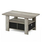 Furinno Andrey Coffee Table with Bin Drawer, French Oak Grey/Black - color: French Oak Grey/Black, style: 2 Bin