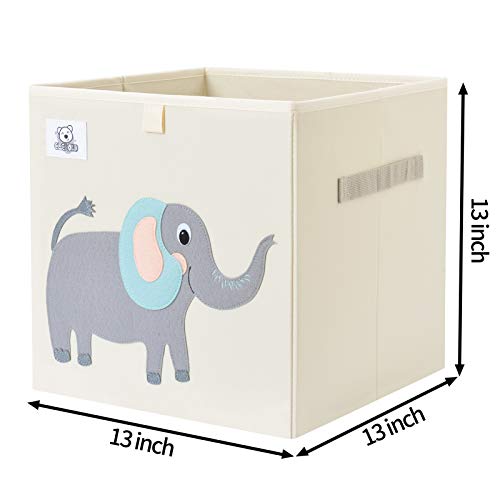 CLCROBD Foldable Animal Cube Storage Bins Fabric Toy Box/Chest/Organizer for Toddler/Kids Nursery, Playroom, 13 inch (Cute Elephant) - color: Cute Elephant