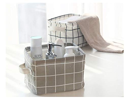 AARAINBOW 3 Packs Storage Basket Bins Canvas Mini Storage Cubes Storage Basket for Makeup, Toys Liners, Books Storage Baskets with Handles for Shelves & Desks(3 Gray) - color: 3 Gray