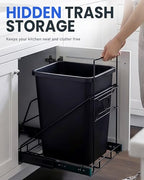 Pull Out Trash Can Under Cabinet Adjustable Trash Can Holder for 7 to 11 Gallon Bin Bottom Mount Slide Out Trash Rack for Narrow Cabinets(Black, No Bin Included) - color: Black