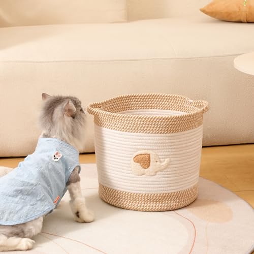 INough Toy Storage Baskets Woven Cotton Rope Storage Basket for Kids, Blanket Baskets for Living Room Toy Basket Box Toys Organizer with Embroidery Decor Cute Baskets for Nursery, Playroom (Elephant) - color: Elephant, size: Medium