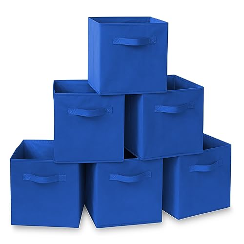 Casafield Set of 6 Collapsible Fabric Cube Storage Bins, Royal Blue - 11" Foldable Cloth Baskets for Shelves, Cubby Organizers & More - color: Royal Blue, size: 10.5" x 10.5" x 11"