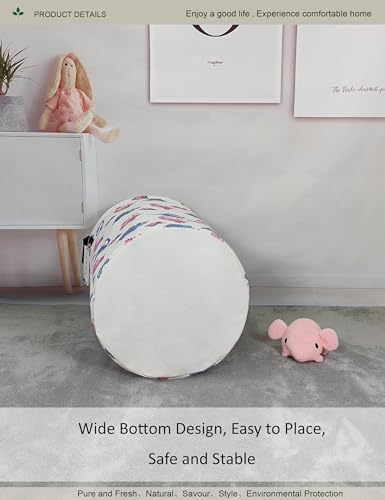 Round waterproof laundry basket,foldable storage basket,laundry Hampers with handle,gift basket,suitable for children's room and toy storage (Pink Dinosaur) - color: Pink Dinosaur