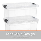 Superio Small Clear Plastic Storage Bin with Lid, 11 Qt, Non-Toxic, BPA Free, Odor Free, Organizer Storage Box, Stackable Plastic Tote for Home, Garage, School, and Office - size: 14.15" x 10" x 6.5"