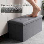 30 inch Storage Ottoman Bench, 30 inch Folding Storage Bench Ottoman, for Bedroom, Living Room, and Utility Room, Grey (30'' W) - size: 15"D x 30"W x 15"H