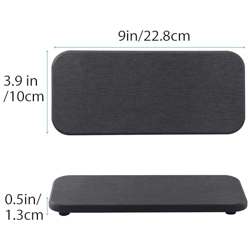 NiuYichee 2 Pcs Water Absorbing Stone Trays, Kitchen/Bathroom Sink Soap Dish, Diatomite Tray Used for Hand Soap & Cosmetic Bottles in the Modern Home, 4" W x 9" L, Dark Gray - color: Dark Gray, size: 9" x 4"