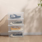 Stackable Clear Storage Bins with Lids Shoe Boxes 12 Packs Plastic Storage Containers 6 Quart Latching Plastic Shoe Boxes With Lids (Clear)