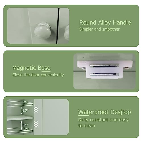 TaoHFE Green Bathroom Cabinet,Bathroom Wall Cabinet with 2 Door Adjustable Shelves,Over The Toilet Storage Cabinet,Green Bath Room Cabinet Wall Mounted,Medicine Cabinets for Laundry Kitchen - color: Green