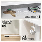 TIQLAB Standing Desk with Two Drawers, Stand Up Standing Desk Adjustable Height, Electric Sit Stand Table with Storage Shelf and Splice Board, 55 * 24 inch, White - color: White, size: 55*24 inch without keyboard tray