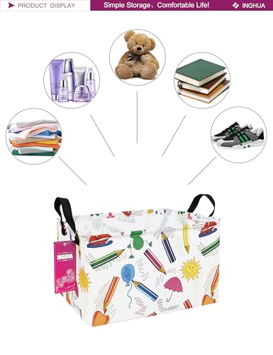 Rectangular Storage Basket Fabric Organizer Bin for Toys,Books,Clothes,Gifts,Pets-Perfect for Home,Office,Nursery,Dorm,Shelf(Rec-colored pencil ) - color: Rec-colored pencil