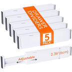 Lifewit 5 Pack 2.36" High Drawer Dividers 28-43.5cm/11-17" Adjustable Drawer Organizer for Clothes/Utensils, Expandable Drawer Separator in Dresser/Kitchen/Bedroom/Office Organization & Storage White - size: 2.36"H, 11-17"L