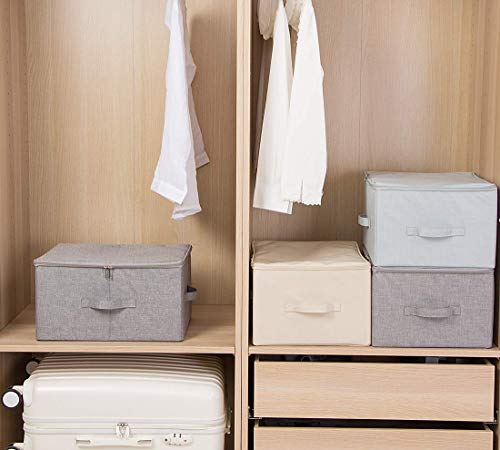 iwill CREATE PRO Pack of 3, 17.7 * 13.8 * 9.8" Stackable Folding Storage Baskets with Lid & Carry Handles & Memo Pocket, Good Wardrobe Separator Bins, Dark Gray - color: Dark Gray, 3pcs
