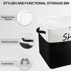 Large Entryway Shoe Storage Organizer, Shoe Basket for Entryway with Clear Cover, Foldable Mudroom Shoe Bin Box Fits for Boot, Sneaker, High Heeled