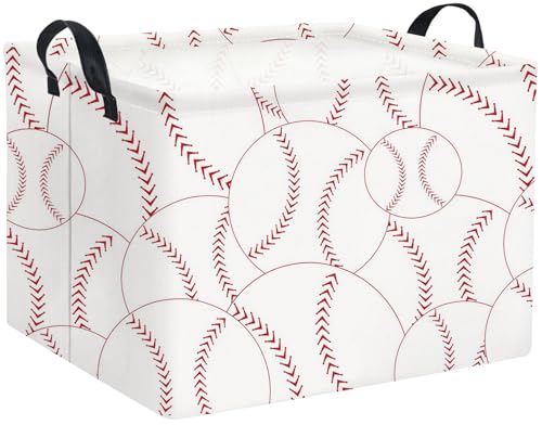 HIYAGON Rectangular Baseball Basket Kids Baby Nursery Storage Basket for Boys Baseball Room Decor Cute Toy Storage Organizer Bins Bedroom(Baseballs) - color: Baseballs