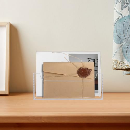 Mail Holder for Table, Acrylic Letter Holder Box for Desk or Wall Mount, Mail Organizer Countertop, Clear - color: Clear