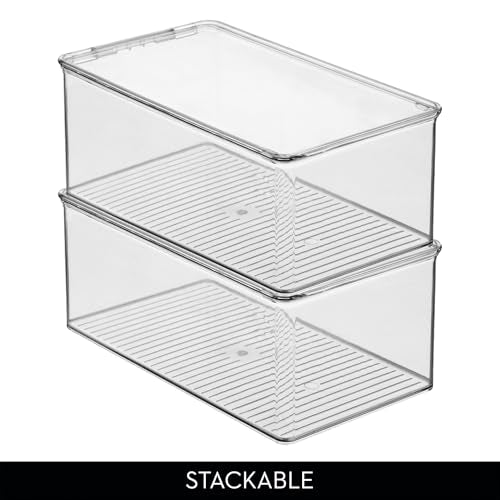iDesign Stackable Shoe Box with Hinged-Lid for Wedges or Sandals, Set of 4, Clear, Made in USA - style: Pack of 4