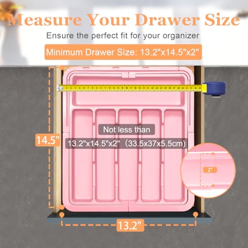 Spaclear Silverware Organizer Expandable Kitchen Utensil Drawer Organizer Large BPA Free Adjustable Cutlery Silverware Tray for Spoons Forks Knives Storage Divider for Kitchen Flatware 6-9 Slots Pink - color: Pink