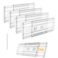 4 Pack Adjustable Drawer Dividers for Clothes,5" High Expandable From 13-21" Clear Drawer Organizers, PC Plastic Separators for Dresser/Bedroom/Bathroom/Kitchen/Office Storage - size: 4 PCS-5IN-T3-Clear