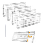 4 Pack Adjustable Drawer Dividers for Clothes,5" High Expandable From 13-21" Clear Drawer Organizers, PC Plastic Separators for Dresser/Bedroom/Bathroom/Kitchen/Office Storage - size: 4 PCS-5IN-T3-Clear