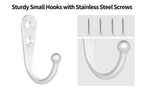 20 Pcs Small Key Hooks for Hanging, Key Holder, Wall Mount Hook with Stainless Steel Screws, Command Hooks Utility Hangers for Key, Hat, Cup, Coat, Picture (White) - color: White