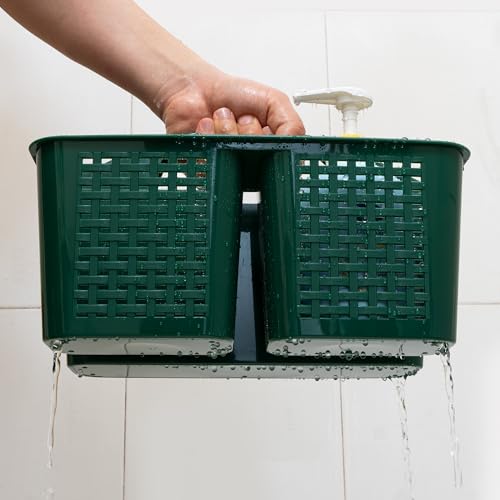 Tiawudi Portable Shower Caddy, Caddy Organizer with Handle, Plastic Shower Basket Hold Soap, Shampoo, Hair Supplies and Beauty Products, Cleaning Supplies Organizer for Home, Dorm, Shelf and Cabinet - color: Green