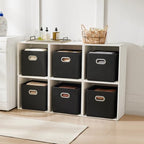 MAX Houser Fabric Storage Bins Cubes Baskets Containers with Dual Plastic Handles for Home Closet Bedroom Drawers Organizers (Black) - color: 12 black