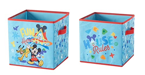 Nickelodeon Baby Shark Set of Two Spacious Collpasible Storage Cubes, 10"x10" - color: Mickey Mouse / Blue