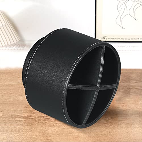 TV Remote Control Holder for Table, 360 Swivel Pen Holder for Desk Organizers and Accessories, Nightstand Organizer Caddy for Media Controllers/Office Supplies, Bedside Decorations for Living Room - color: Black