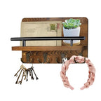 Mail Key Holder Wall Mount Wood Storage Shelf, Stylish Home Organization, Practical Decor Entryway Living Room Hallway Laundry Room Garage Wall Organizer for Letters Bills Wallets Accessories Use