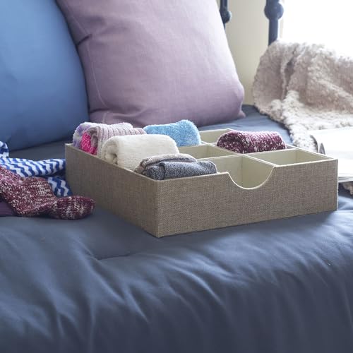 Household Essentials Brown 723-1 Deep 9 Section Drawer Organizer Box for Storage | 12 in x 12 in 3.13 - color: Latte