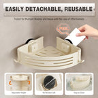 Conworld Corner Shower Caddy Suction Cups, Corner Shower Shelf With a Towel Bar, Shower Organizer Suction for Bathrooms Storage with Hooks, No-Drilling Removable (Aluminum, 2-Pack, Cream) - style: Cream