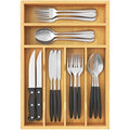 Lifewit Silverware Drawer Organizer, Utensil Tray for Kitchen, Flatware and Cutlery Holder, Storage for Spoons Forks Knives, 25 x 39cm, Natural - size: 9.9''W x 15.5''D