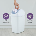 Superio Medium Trash Can with Lid 4.5 Gallon Plastic Swing Top Garbage Can Slim Waste Bin for Under Sink/Cabinet, Laundry Room, Kitchen, Office, Bedroom, Bathroom, College Dorm, 18 Qt, White, 2 - size: 4.5 Gallon, style: 2 Pack