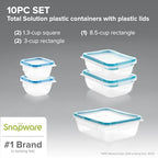 Snapware Plastic Total Solution 5-Pack (Mixed Sizes) Food Storage Containers Set, Leakproof & Airtight Plastic Locking Lids Rectangular Tupperware, BPA-Free Lids, Microwave Dishwasher Freezer Safe - size: 5 Pack, style: Mixed Sizes