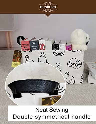 HUNRUNG Rectangle Storage Basket Cute Canvas Organizer Bin for Pet/Children Toys, Books, Clothes Perfect for Rooms/Playroom(REC-Black cat) - color: REC-Black cat