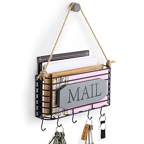 SRIWATANA Mail Holder Wall Mount, Mail Organizer Key Holder for Wall, Small Size, Weathered Grey - color: Weathered Grey, size: Small