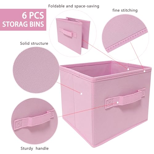 EBIGIC Pink Storage Bins 3Pack 9.0"x7.5"x7.5" Fabirc Foldable Closet Toy Organizer Collapsible Cloth - color: Pink 3Pack, size: 9”x 7.5”x 7.5”