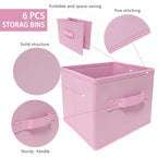 EBIGIC Pink Bins[6 Pack] 9.0"x7.5"x7.5" Small Size Fabirc Foldable Closet Toy Organizer Collapsible Cloth by BIGIC… - color: Pink 6Pack, size: 9”x 7.5”x 7.5”