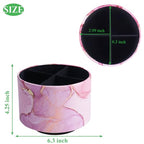 Round Leather Art Supply Organizer,Remote Control Holder,360-degree Rotating Pen Organizer with 4 Compartments(1-Pink Splash Ink) - color: 1-Pink Splash Ink