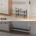 Uneviesyka Expandable Shoe Rack, 2 Tier Shoe Rack for Closet, Stackable Adjustable Standing Metal Shoe Shelf Organizer Storage, Small Shoe Racks for Front Door Entrance、Entryway(Black) - size: 2 Tier