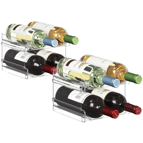 Lifewit Plastic Stackable Wine Rack for refrigerator, Cabinet, Countertop,Wine Bottle Holder, Water Bottle Organizer for Fridge, Pantry, Hold 8 Bottles - color: Clear, size: 8-bottle