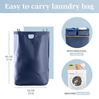 LONBET Laundry Basket with Lid, Made from Breathable Fabric | Aesthetic Clothes Hampers for Laundry with Side Handles & Sturdy Bamboo Frame (40 Gallons - Double, Blue) - color: Blue, style: 40 Gallons - Double