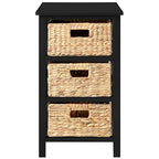eHemco 3 Tier X-Side End Table with Wicker Baskets for Bedside, Living Room, Black - color: Black, size: 14"D x 14"W x 25"H (3 Drawers)