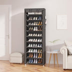 UDEAR 10-Tier Free Standing Shoe Rack Sturdy Shoe Rack Organizer for Closet Entryway Stackable Shoe Shelf with Dustproof Cover,Grey - color: Grey
