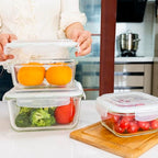 Razab 6 PC Square Glass Food Storage Containers with Airtight lids (74, 40 & 18 oz) Kitchen Glass Meal Prep Containers Set for Freezer Reusable Leftover Lunch Boxes, Oven, Microwave, Dishwasher Safe