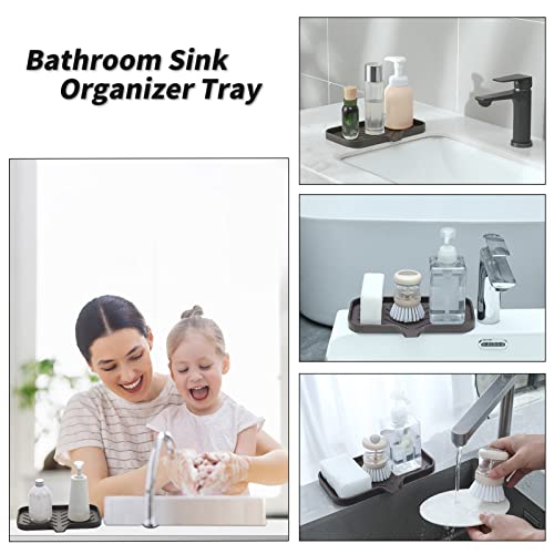 MicoYang Silicone Bathroom Soap Dishes with Drain Spout-Bathroom and Kitchen Sink Organizer,Sponge Holder,Dish Soap Tray,Perfect for Dispenser,Scrubber,Bottle,Cup on Sink or Counter-Coffee 9.6"×5.3" - color: Coffee, size: M(9.6"×5.3")