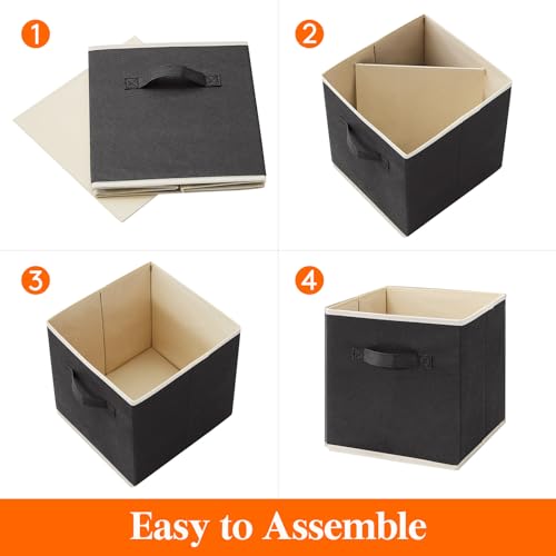 Lifewit Storage Cubes, Foldable Decorative Fabric Storage Baskets for Organizing Home Organizers with Handles for Shelves, Closet, 13 Inch Bins, 36L Black, 12 Packs - color: Black, size: 12pcs-13INCH