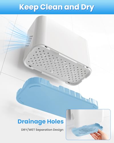 Toothbrush and Toothpaste Holders for Bathrooms Countertop - Detachable 5 Slots Kids Electric Toothbrush Holders Set Wall Mounted with Removable Dividers for Bathroom Decor and Accessories Organizer - color: Whiteblue
