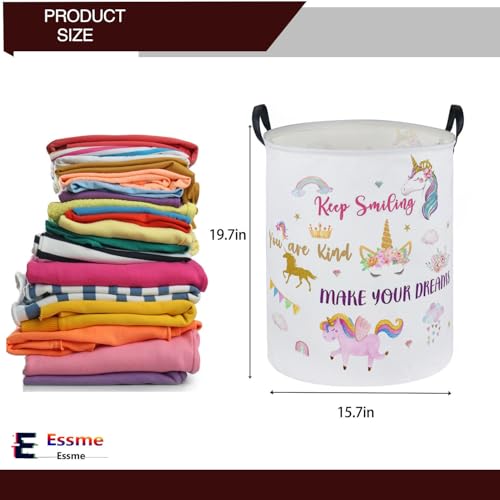 Essme Kids Laundry Basket,Unicorn Hamper Collapsible Waterproof Storage Bin for Girls,Gift Baskets(Color Unicorn) - color: Color Unicorn